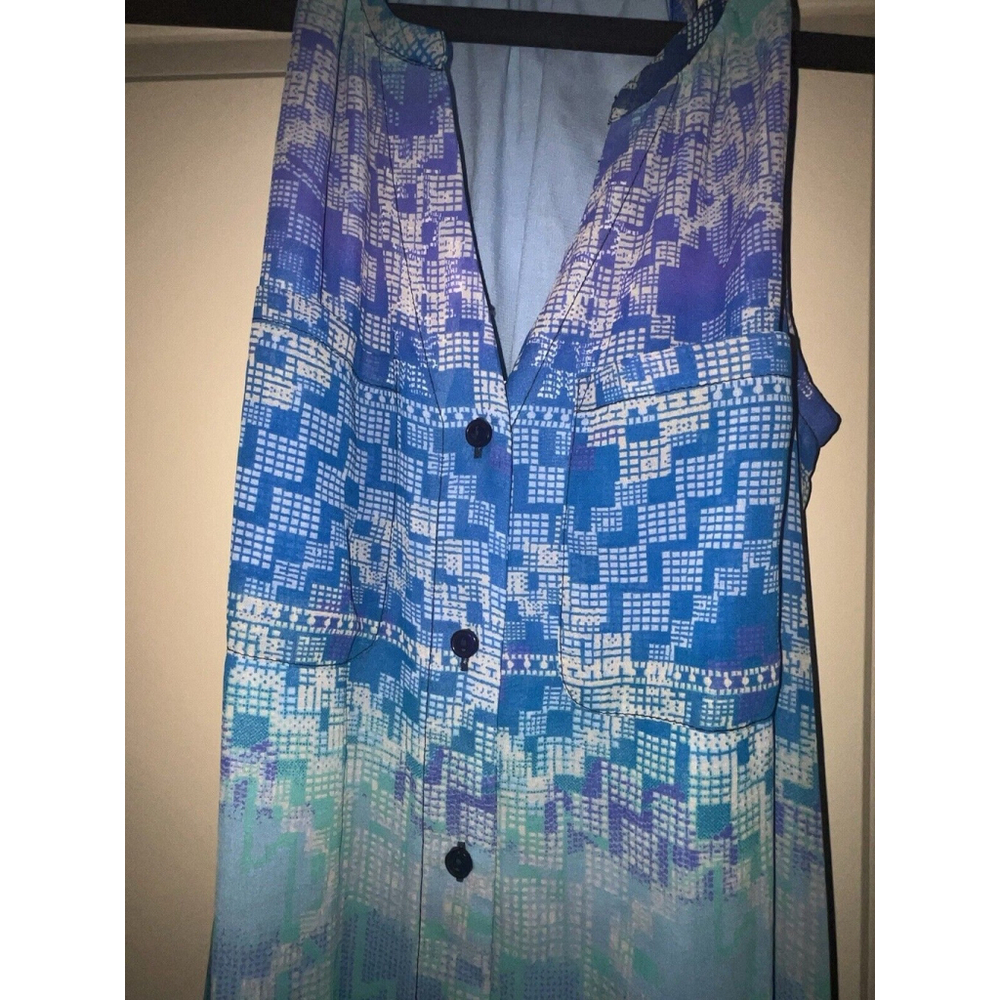Jessica Simpson Dress Sleeveless Maxi Womens Size Small Blue Green Racerback - Picture 2 of 8